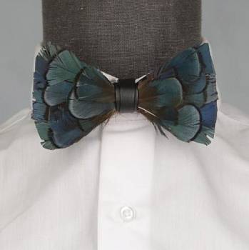 Бабочка мужская с перьями 0005